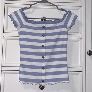 aeropostale button-up blue & white striped top